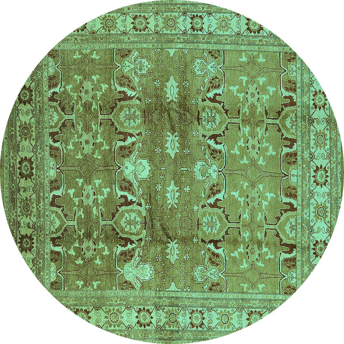 Round Oriental Turquoise Traditional Rug, urb514turq