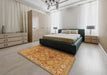 Machine Washable Industrial Modern Mahogany Brown Rug in a Bedroom, wshurb514