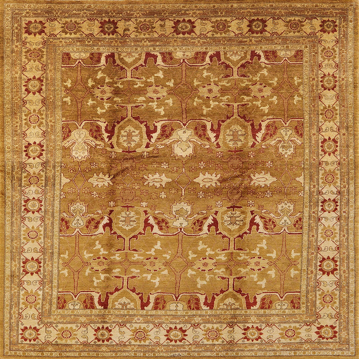 Square Mid-Century Modern Mahogany Brown Oriental Rug, urb514