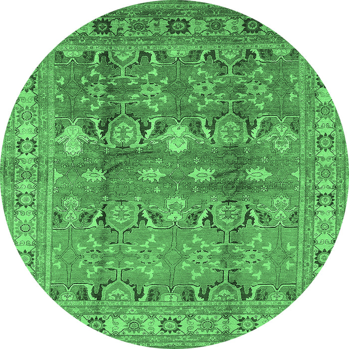 Round Oriental Emerald Green Traditional Rug, urb514emgrn