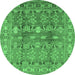 Round Oriental Emerald Green Traditional Rug, urb514emgrn