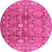 Round Oriental Pink Traditional Rug, urb514pnk