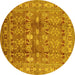 Round Oriental Yellow Traditional Rug, urb514yw