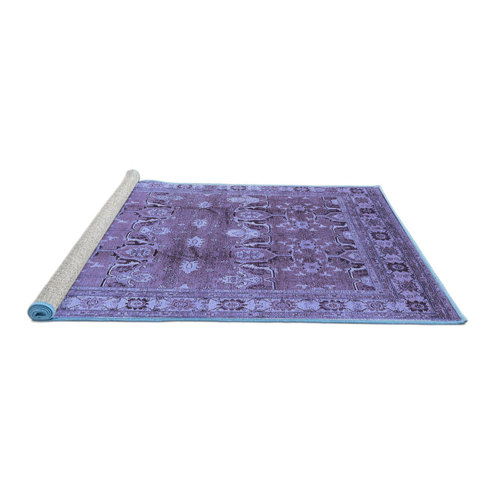 Sideview of Machine Washable Oriental Blue Traditional Rug, wshurb514blu