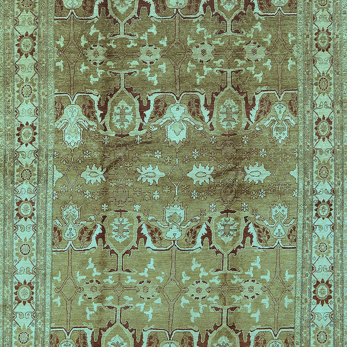 Machine Washable Oriental Light Blue Traditional Rug, wshurb514lblu