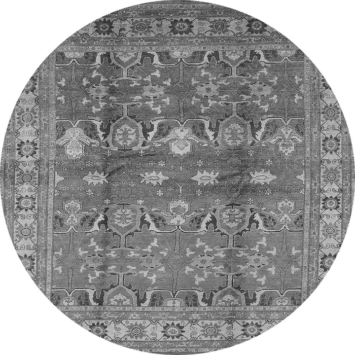 Round Oriental Gray Traditional Rug, urb514gry