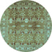 Round Oriental Light Blue Traditional Rug, urb514lblu