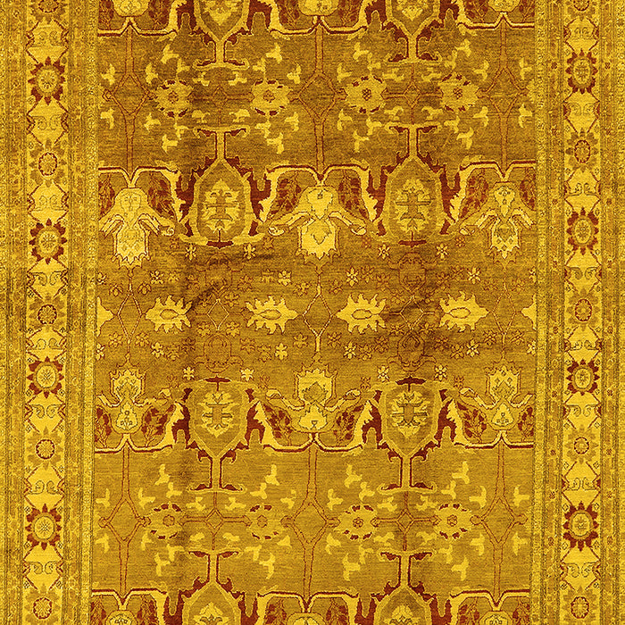 Machine Washable Oriental Yellow Traditional Rug, wshurb514yw
