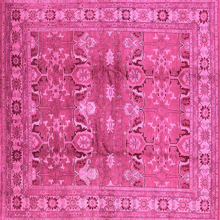 Square Machine Washable Oriental Pink Traditional Rug, wshurb514pnk