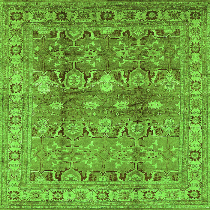 Square Machine Washable Oriental Green Traditional Area Rugs, wshurb514grn