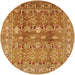 Round Mid-Century Modern Mahogany Brown Oriental Rug, urb514