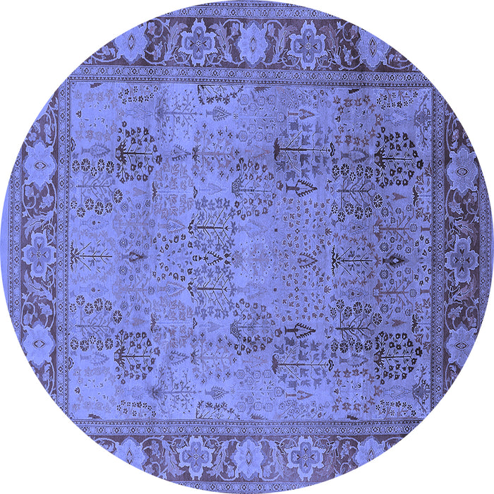 Round Oriental Blue Traditional Rug, urb515blu