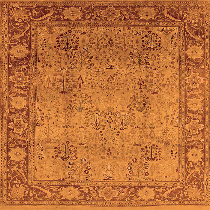 Square Machine Washable Oriental Orange Traditional Area Rugs, wshurb515org