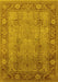 Machine Washable Oriental Yellow Traditional Rug, wshurb515yw