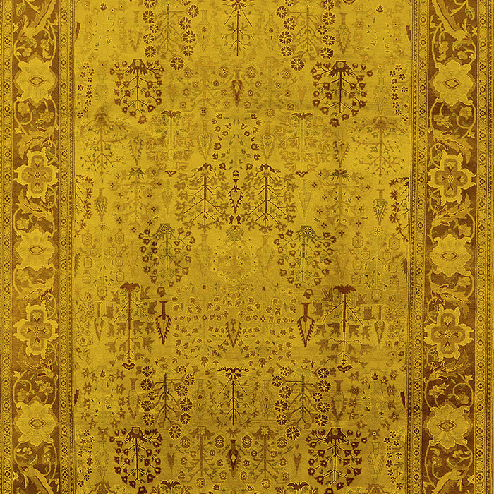 Machine Washable Oriental Yellow Traditional Rug, wshurb515yw
