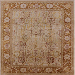 Square Mid-Century Modern Light Copper Gold Oriental Rug, urb515