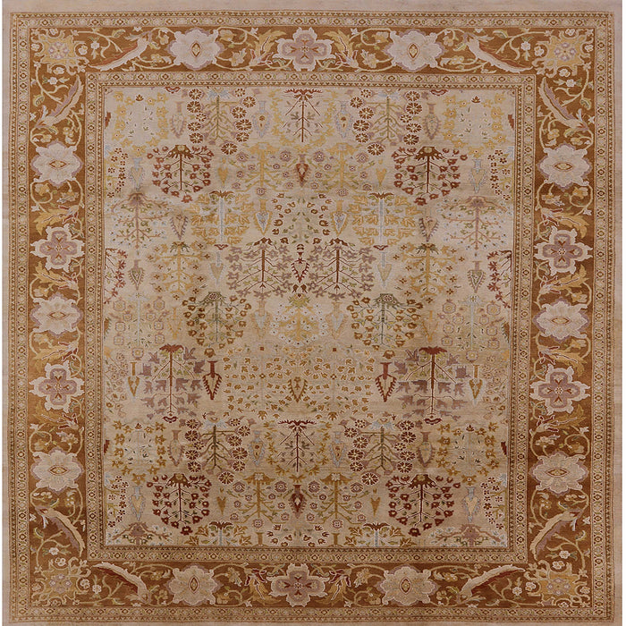 Square Mid-Century Modern Light Copper Gold Oriental Rug, urb515