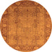 Round Machine Washable Oriental Orange Traditional Area Rugs, wshurb515org