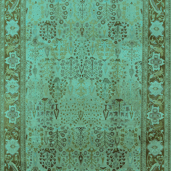 Machine Washable Oriental Turquoise Traditional Area Rugs, wshurb515turq