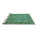 Sideview of Machine Washable Oriental Turquoise Traditional Area Rugs, wshurb515turq