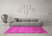 Machine Washable Oriental Pink Traditional Rug in a Living Room, wshurb515pnk