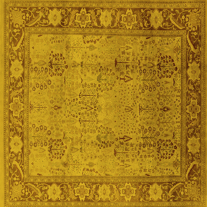 Square Oriental Yellow Traditional Rug, urb515yw