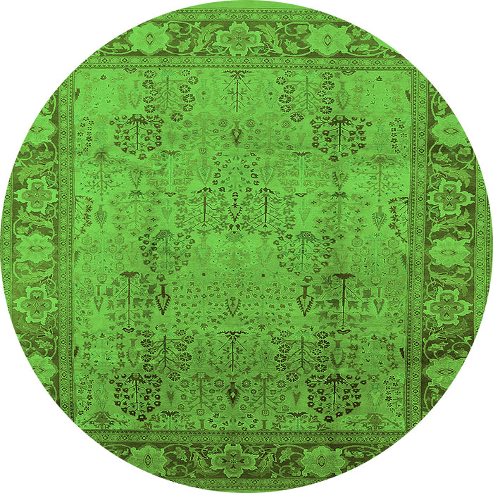 Round Oriental Green Traditional Rug, urb515grn