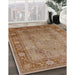 Mid-Century Modern Light Copper Gold Oriental Rug in Family Room, urb515