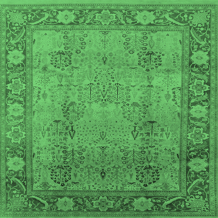 Square Oriental Emerald Green Traditional Rug, urb515emgrn