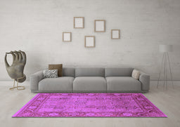 Machine Washable Oriental Purple Traditional Area Rugs in a Living Room, wshurb515pur
