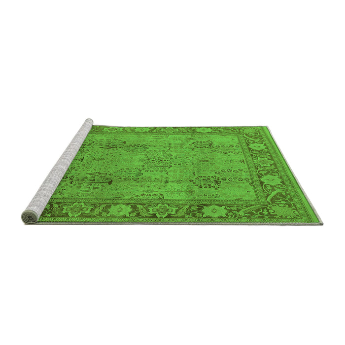Sideview of Machine Washable Oriental Green Traditional Area Rugs, wshurb515grn