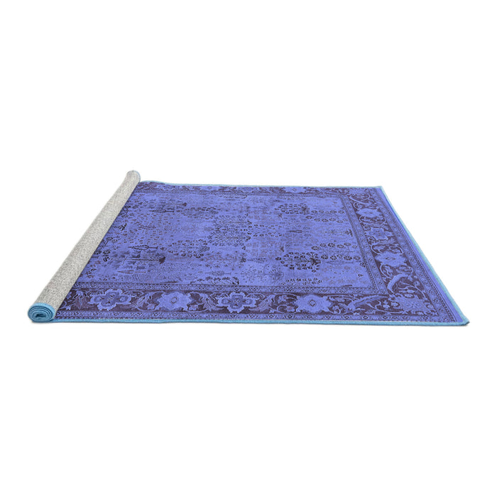 Sideview of Machine Washable Oriental Blue Traditional Rug, wshurb515blu