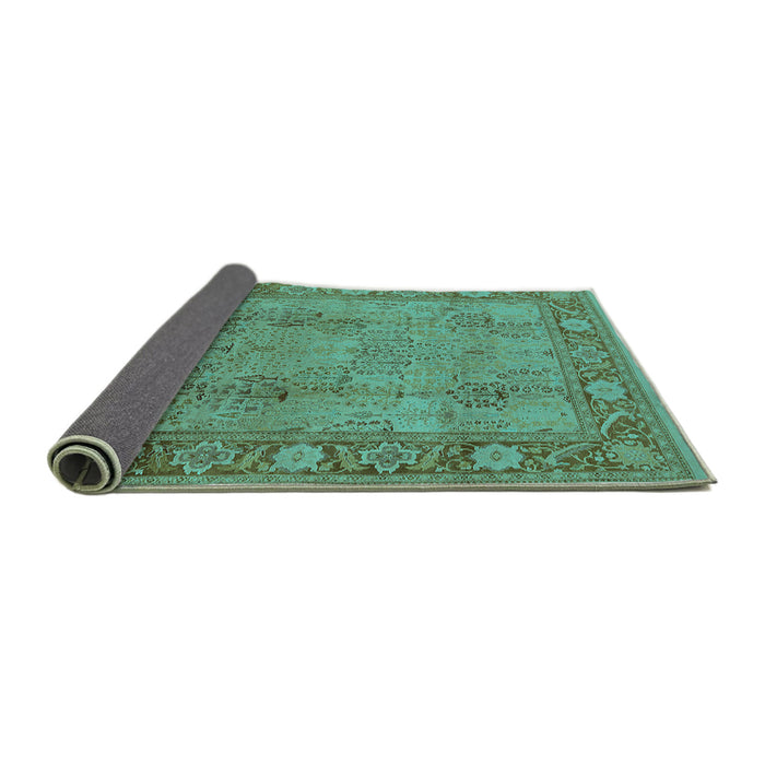 Sideview of Oriental Turquoise Traditional Rug, urb515turq