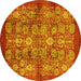 Round Oriental Yellow Industrial Rug, urb516yw