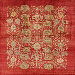 Square Machine Washable Industrial Modern Red Rug, wshurb516
