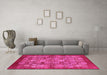 Machine Washable Oriental Pink Industrial Rug in a Living Room, wshurb516pnk