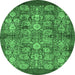 Round Oriental Emerald Green Industrial Rug, urb516emgrn