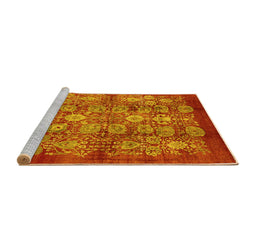 Sideview of Machine Washable Oriental Yellow Industrial Rug, wshurb516yw