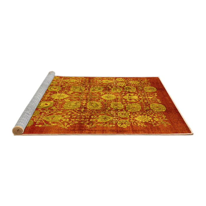 Sideview of Machine Washable Oriental Yellow Industrial Rug, wshurb516yw
