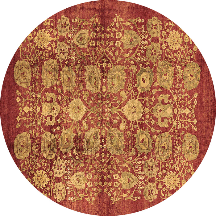 Round Oriental Brown Industrial Rug, urb516brn