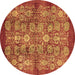 Round Oriental Brown Industrial Rug, urb516brn