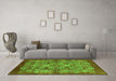 Machine Washable Oriental Green Industrial Area Rugs in a Living Room,, wshurb516grn