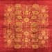 Square Machine Washable Oriental Orange Industrial Area Rugs, wshurb516org