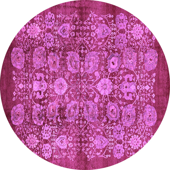 Round Machine Washable Oriental Purple Industrial Area Rugs, wshurb516pur