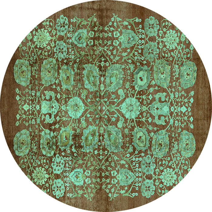 Round Oriental Turquoise Industrial Rug, urb516turq