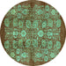 Round Oriental Turquoise Industrial Rug, urb516turq