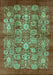 Machine Washable Oriental Turquoise Industrial Area Rugs, wshurb516turq