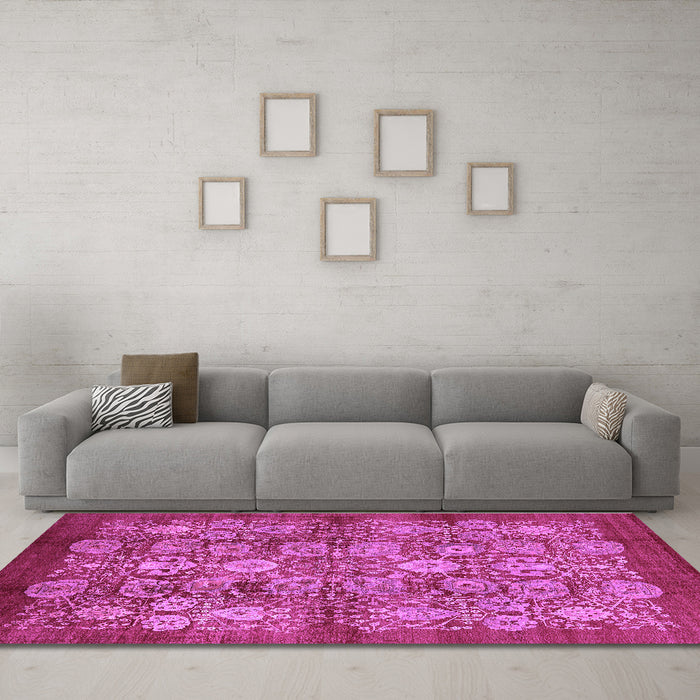 Machine Washable Oriental Purple Industrial Area Rugs in a Living Room, wshurb516pur