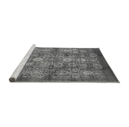 Sideview of Machine Washable Oriental Gray Industrial Rug, wshurb516gry