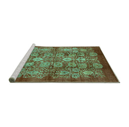 Sideview of Machine Washable Oriental Turquoise Industrial Area Rugs, wshurb516turq
